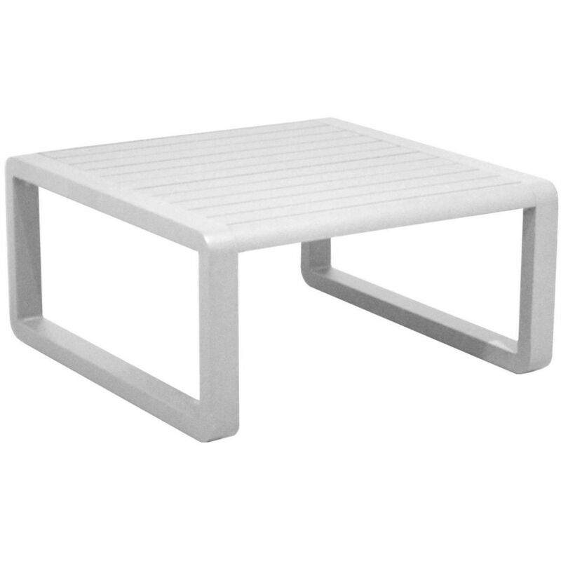 Proloisirs - Table basse de jardin Tonio blanc - Aluminium - 80 x 80 cm - Plateau à latte