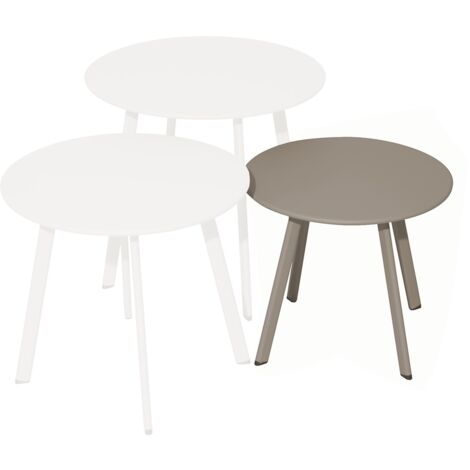 PROLOISIRS Table basse - MASSAÏ - Acier époxy - Ø40 cm - Crème