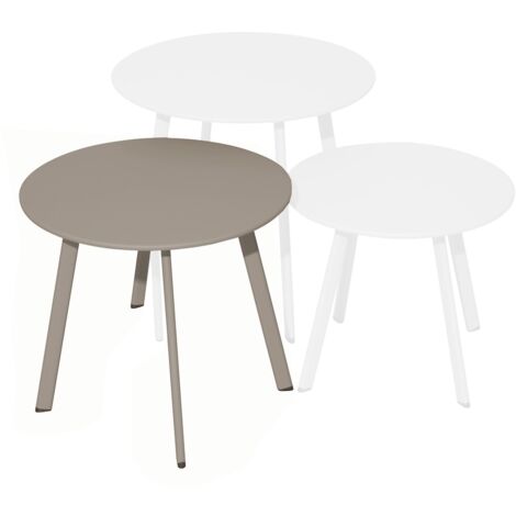 PROLOISIRS Table basse - MASSAÏ - Acier époxy - Ø45 cm - Crème
