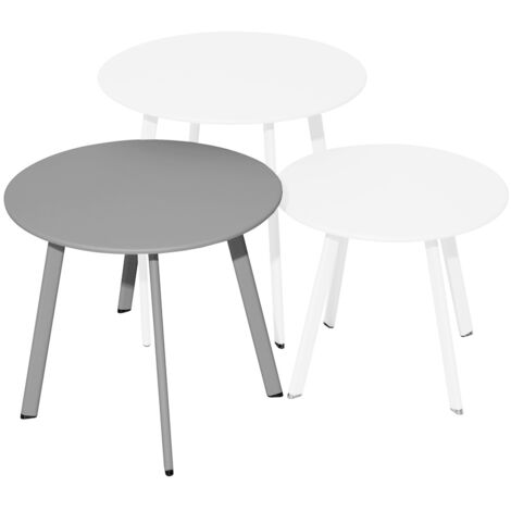 PROLOISIRS Table basse - MASSAÏ - Acier époxy - Ø45 cm - Gris