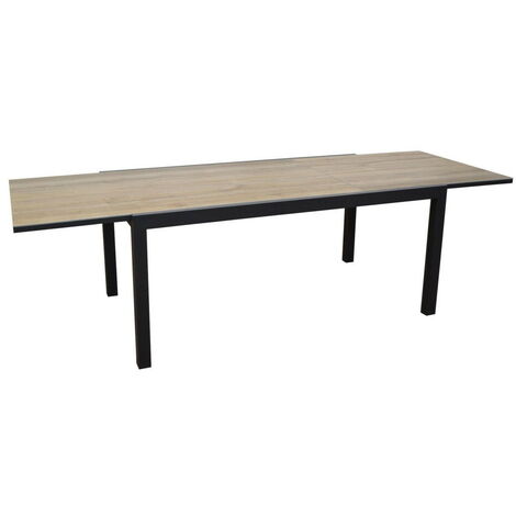 PROLOISIRS Table de jardin Alice 170/270 x 97 en Aluminium et plateau SPC - graphite/naturel