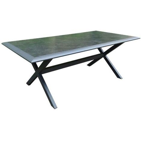 PROLOISIRS Table de jardin Ceram en aluminium/céramique - 194 x 104 x 74 cm - graphite