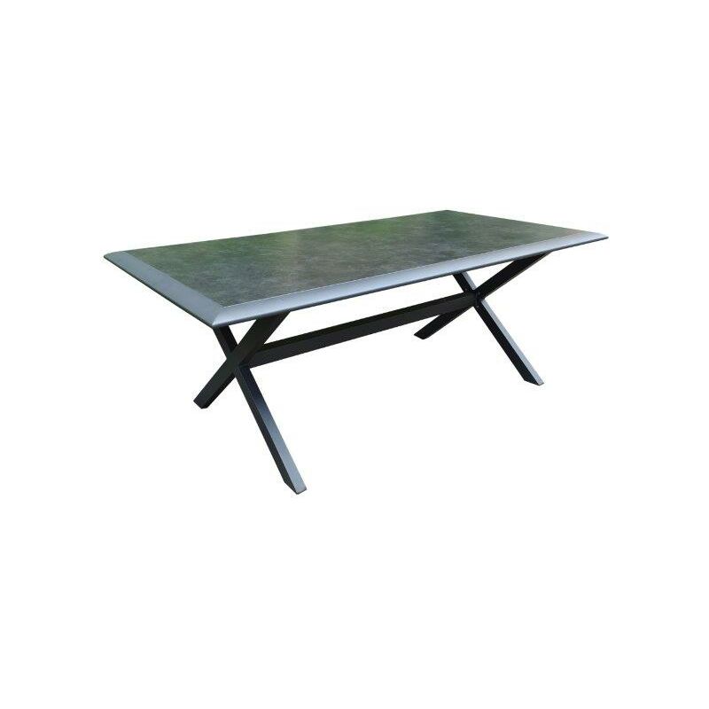 Proloisirs - Table de jardin Ceram en aluminium/céramique - 194 x 104 x 74 cm - graphite