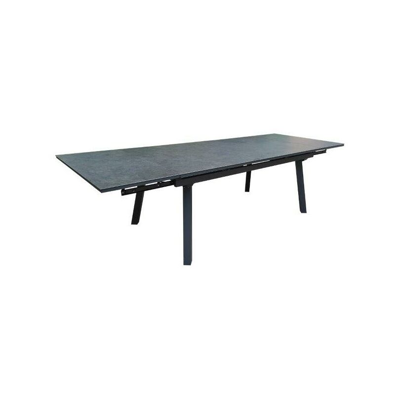 Proloisirs - Table de jardin extensible Agra en aluminium/céramique - 150/200/250 x 90 cm - graphite