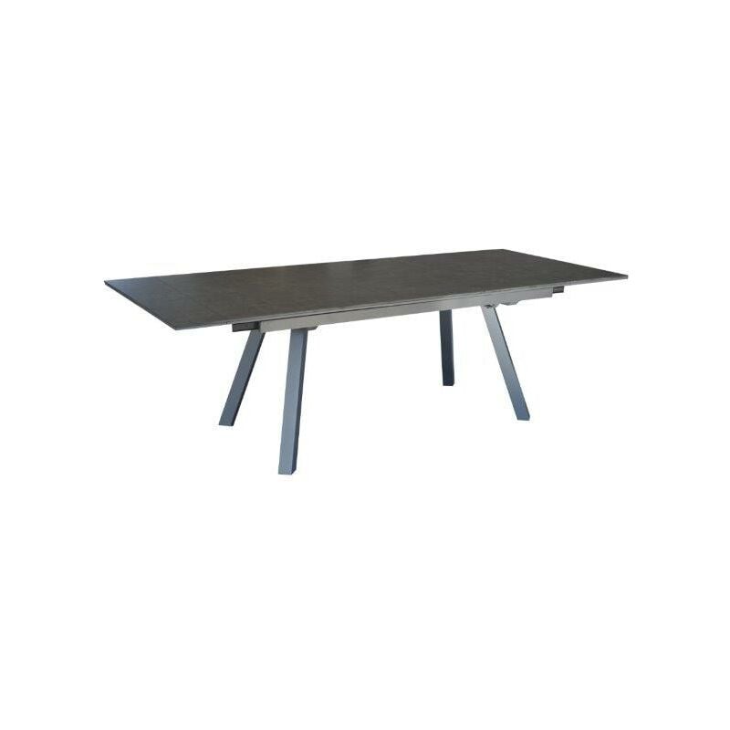 Proloisirs - Table de jardin extensible Agra en aluminium/HPL - 150/200/250 x 90 cm - épaisseur lames 5 mm - graphite