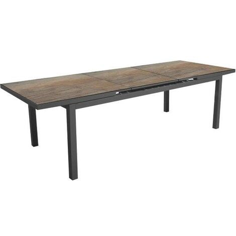 PROLOISIRS Table de jardin extensible Teramo en aluminium/HPL - 180/240 x 90 cm - graphite/bambou