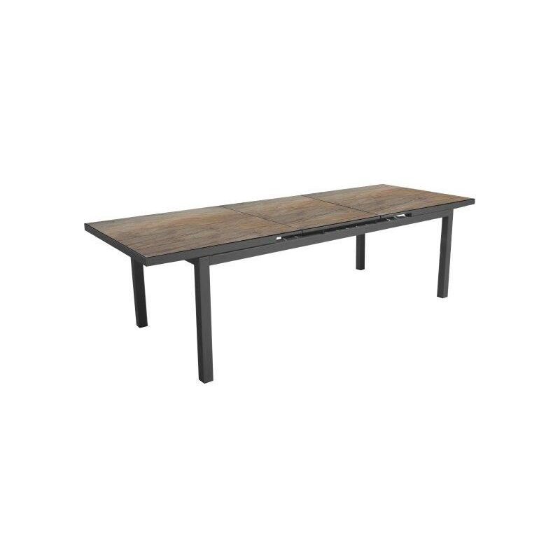 Table de jardin extensible Teramo en aluminium/HPL - 180/240 x 90 cm - graphite/bambou - Proloisirs