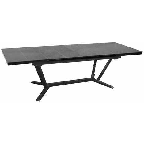 PROLOISIRS Table de jardin extensible Vita à 8 lames en aluminium/HPL - 180/240 x 100 cm - graphite/ardoise