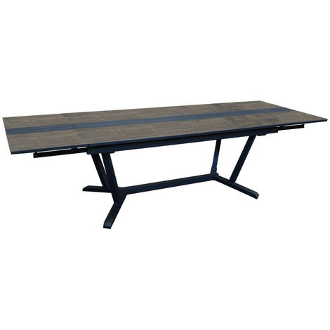 PROLOISIRS Table de jardin Galléo en Aluminium 180/230/280 cm - plateau Fundermax - graphite/Mocca