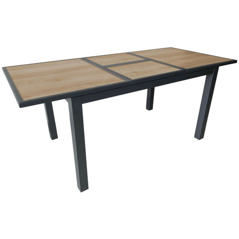 Proloisirs - Table de jardin Genes en Aluminium 60/220 x 74 x 90 cm - plateau spc - graphite/naturel