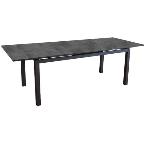 PROLOISIRS Table de jardin Hivaoa en aluminium/HPL - 180/240 x 90 cm - lames 8 mm - graphite