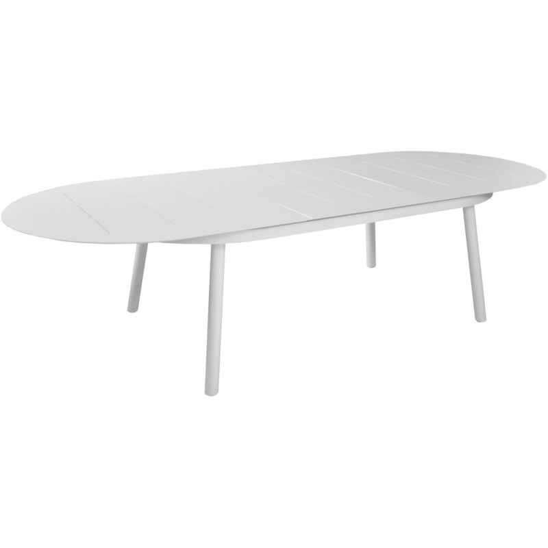 PROLOISIRS Table de jardin oblongue Dublin 230 / 300 x 120 cm - blanc - Aluminium