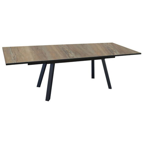 PROLOISIRS Table de jardin rectangulaire Agra plateau à lames Fundermax® graphite/wood 180/230/280 cm
