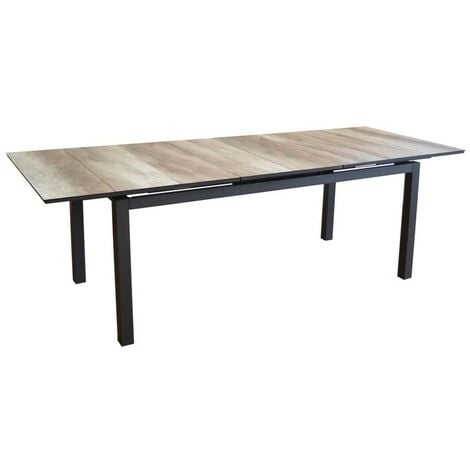 PROLOISIRS Table de jardin rectangulaire extensible Tahaa plateau Fundermax® graphite/wood 180/240 cm