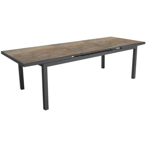 PROLOISIRS Table de jardin rectangulaire Téramo Lift plateau Fundermax® - graphite/wood 180/235 cm