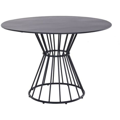 PROLOISIRS Table de jardin ronde Holland en acier - noir 110 cm
