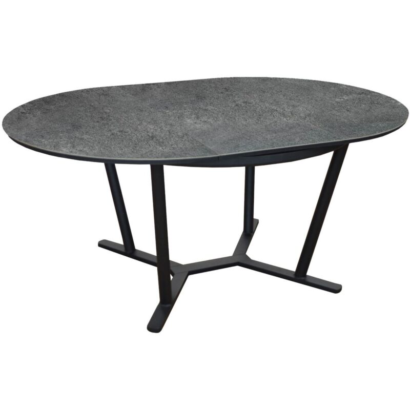 PROLOISIRS table de jardin ronde Valenza en Aluminium 125/175 cm - plateau SPC - graphite/girs
