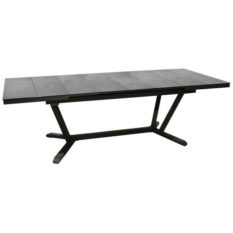 PROLOISIRS Table de jardin Vita graphite/lucca en Alu 180/240x100 cm - plateau à lames Kedra