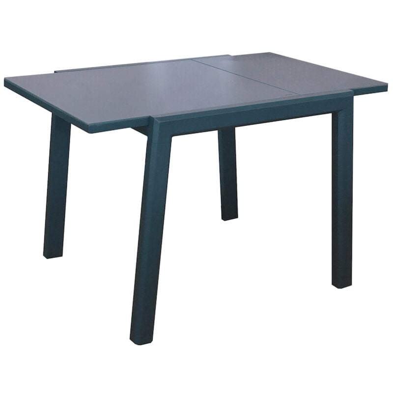 Proloisirs - Table extensible - elise - Aluminium époxy graphite - Plateau verre trempé gris - 90/170 x 90 cm