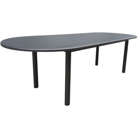 PROLOISIRS Table extensible - GENES - Aluminium époxy graphite - Plateau à lattes - 200/260 x 100 cm