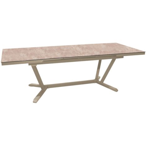 PROLOISIRS Table extensible - VITA - Aluminium époxy sand - Plateau céramique Kedra Downtown 6 mm - 180/240 x 100 cm