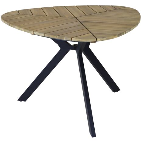 PROLOISIRS Table fixe - BOTANIA - Acier - Plateau triangulaire en Acacia FSC 110 x 110 cm