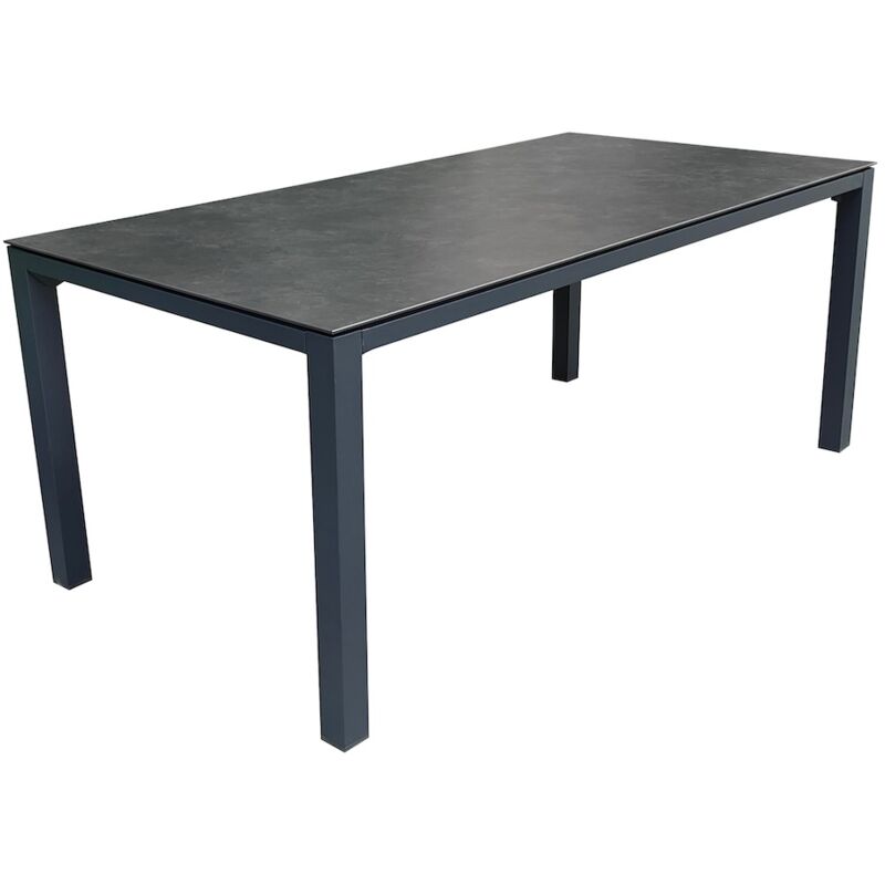 Proloisirs - Table fixe - chaneo - Aluminium époxy graphite - Plateau plein céramique 6 mm - 180 x 90 cm