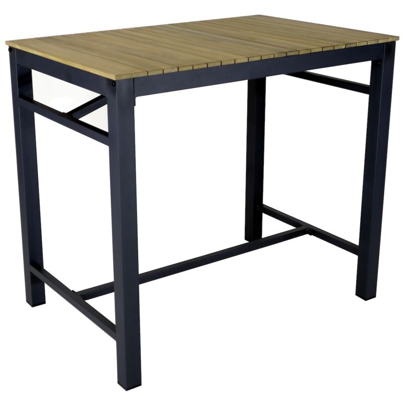 PROLOISIRS Table haute de jardin en aluminium et acacia FSC – ORLANDO 120 x 80 x 106 – Coloris graphite et acacia