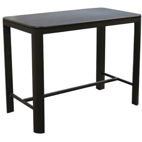Proloisirs – Table haute d'extérieur 140 cm – Structure aluminium légère – Plateau 9 lattes 7 cm – Pour 4 à 6 personnes – Peinture époxy