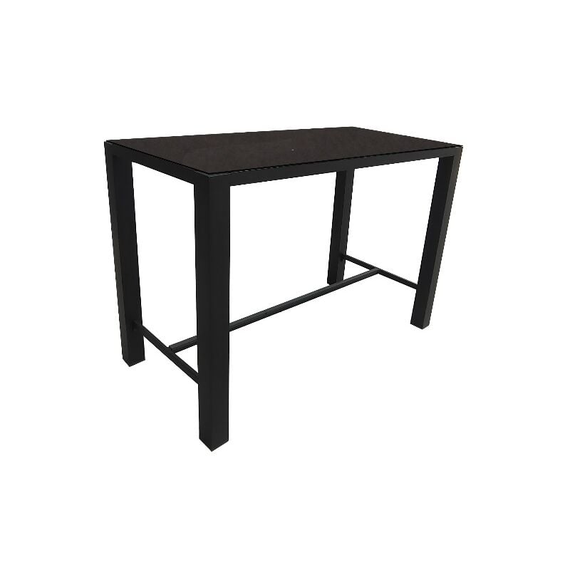 Table haute extensible Stoneo en aluminium/céramique - 140 x 74 cm - graphite/anthracite - Proloisirs