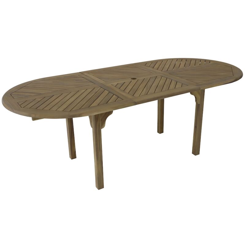 Proloisirs - Table ovale extensible - durban - Acacia fsc 100% - Allonge papillon - 160/220 x 100 cm