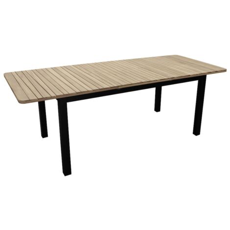 PROLOISIRS Table rectangulaire extensible - BALITO - Acacia FSC 100% - Allonge papillon - 160/220 x 90 cm - Aluminium graphite