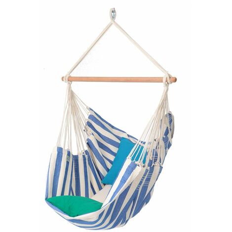 PROLOISIRS Toile de hamac chaise suspendue avec bois d'écartement - azul