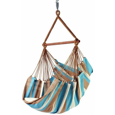 PROLOISIRS Toile de hamac chaise suspendue avec bois d'écartement - ipe