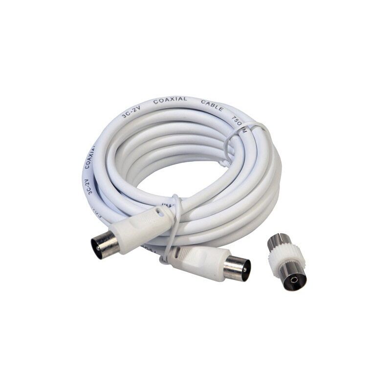 

Prolongacióntv video macho-macho 3 metros / Ø 9,5 mm. con adaptador macho-hembra blanco