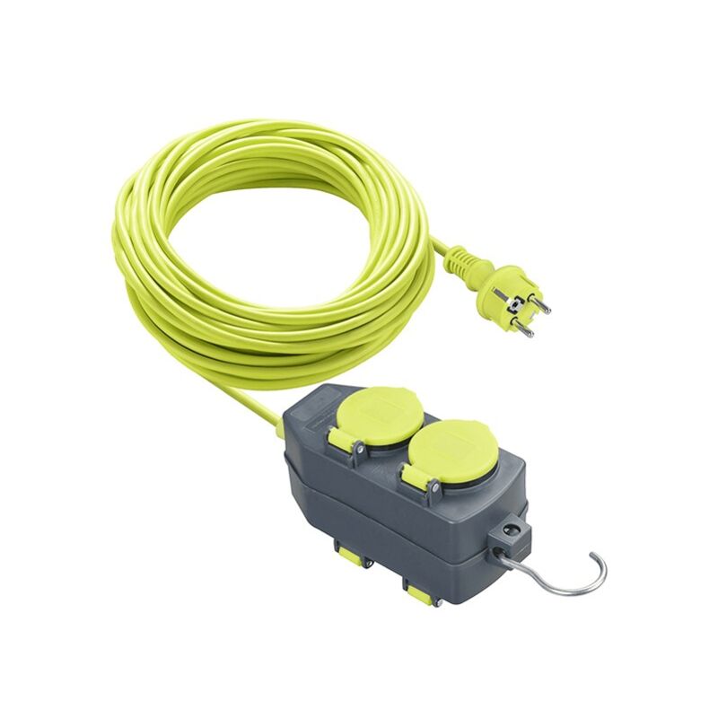 Rallonge de 15 mètres avec support 4 prises Schuko IP44 16A - Luceco