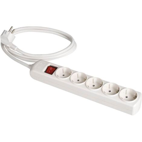 Prolongador 5 tomas bipolar 16A 250V con obturador+interruptor SOLERA 8015IL
