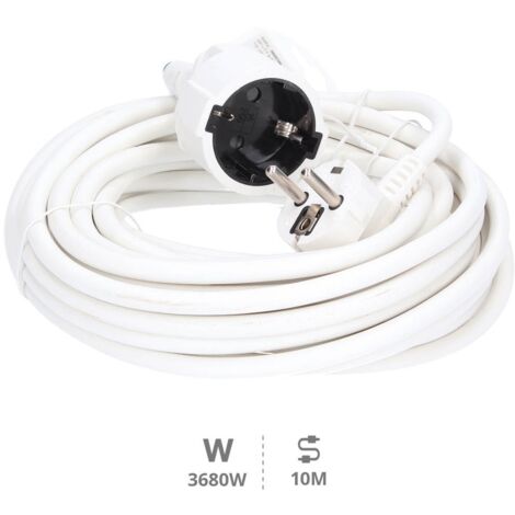 Prolongador de cable eléctrico blanco 10 metros 3x1,5 mm 3680W