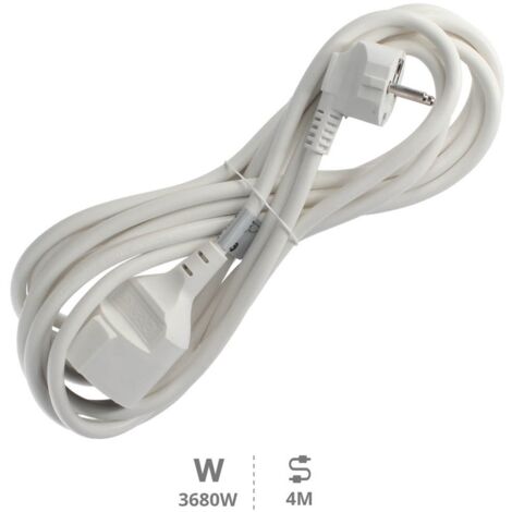 Prolongador de cable eléctrico blanco 4 metros 3x1,5 mm 3680W