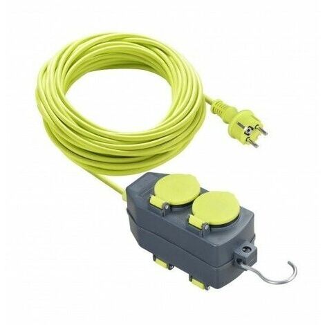 LUCECO Prolongador de cable Pro XT 15 m Multibase y Gancho. 4 Tomas Schuko IP44 16 Amperios