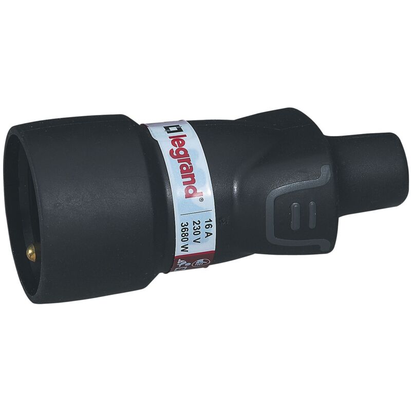 Legrand - Fiche femelle 2p+t caoutchouc noir à vis vrac