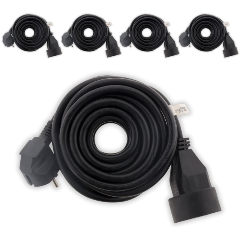 Lot de 5 prolongateurs 16A HO5VV-F 3G1,5mm² - Noir 3m - Zenitech