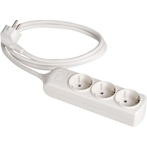 Prolongateur 3 prises bipolaires 16A 250V blanc avec obturateur SOLERA 8013