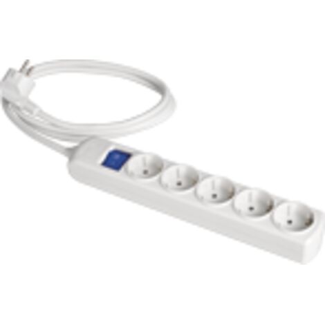 Prolongateur 5 prises bipolaire 16A 250V avec obturateur + interrupteur SOLERA 8015IL
