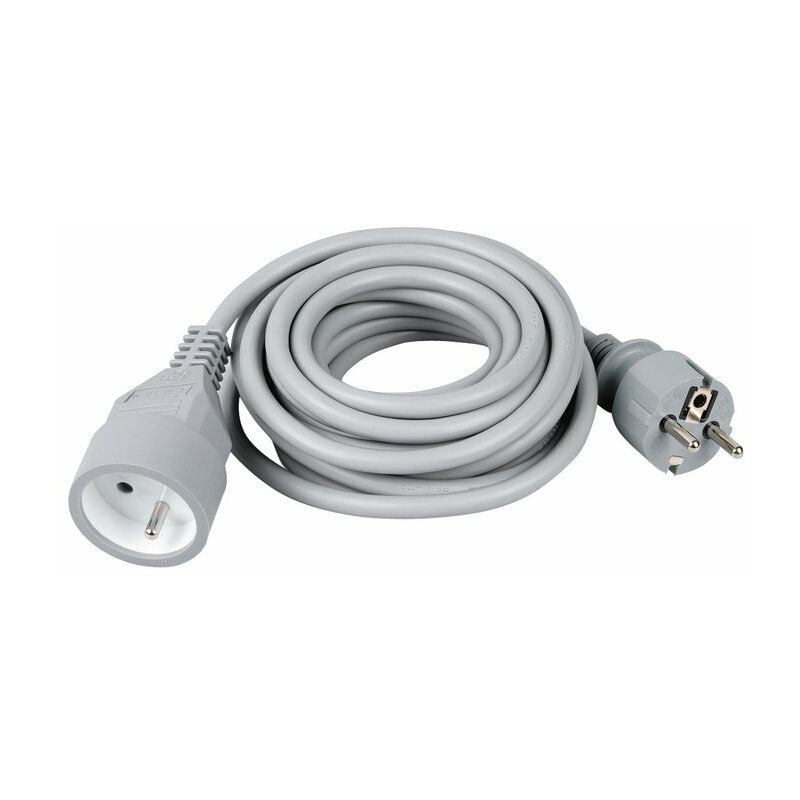 Rallonge électrique - Ménager Dhome H05 vv-f - 3G1,5 mm² - 2P+T - 16 a - l. 10 m - Gris