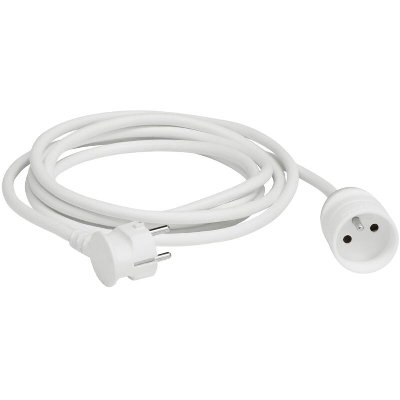 Rallonge domestique 2P+T avec éclips de protection longueur 3m blanc (051600)