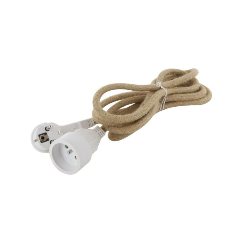 Prolongateur Chacon 66789 - Textil 3m 3x1,5m2 - Câble lin & fiche blanc plate