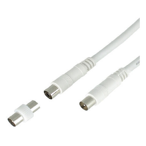 Prolongateur Coaxial TV Haute Qualité – câble 19VAtC blindé – 9,52 mâle/femelle 10 mètres + adaptateur mâle/mâle