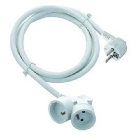 Prolongateur double tête 3m - Blanc - Chacon