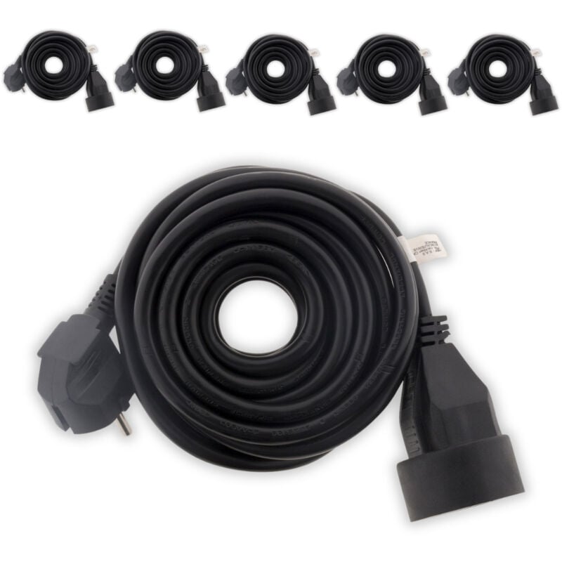 Lot de 6 prolongateurs 16A 2P+T HO5VV-F 3G1,5mm² - Noir 3m Zenitech